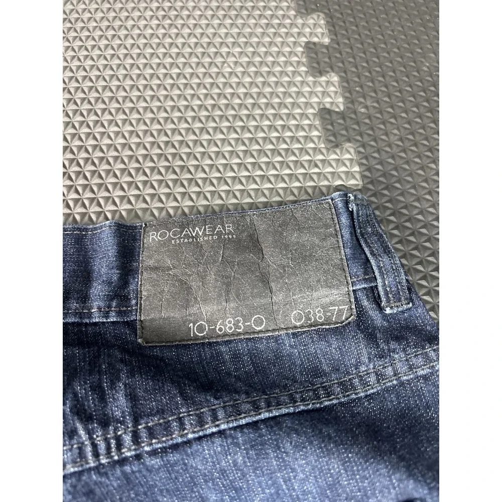 ROCAWEAR Men's Size 36 Dark Wash Denim Baggy Carpenter Jean Shorts 100% Cotton